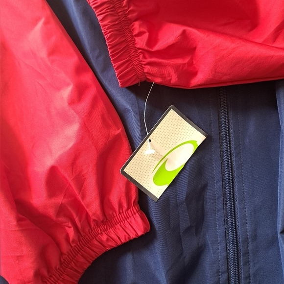 TEK GEAR zip jacket red blue white coastal golf spring lightweight hood men XL - Picture 8 of 10